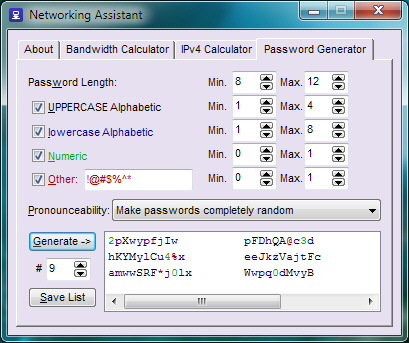 Networking Assistant - Password Generator